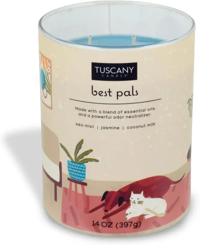 Vista 3 de Tuscany Candle Best Pals: Vela neutralizadora de olores perfumada de jazmín y coco, 14 onzas