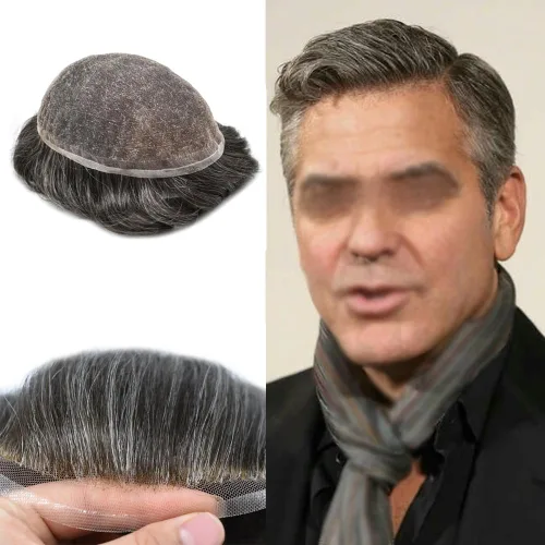 Vista 42 de Men Toupee Hairpiece Human Hair System Mens Hair Piece Bleached Knot Full Lace Toupee For Men Protesis Capilar Mens Toupee 6X8 1# Jet Black 100%