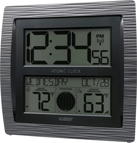 Vista 3 de La Crosse Technology BBB86118-INT Reloj digital atómico curvo con fase lunar y temperatura