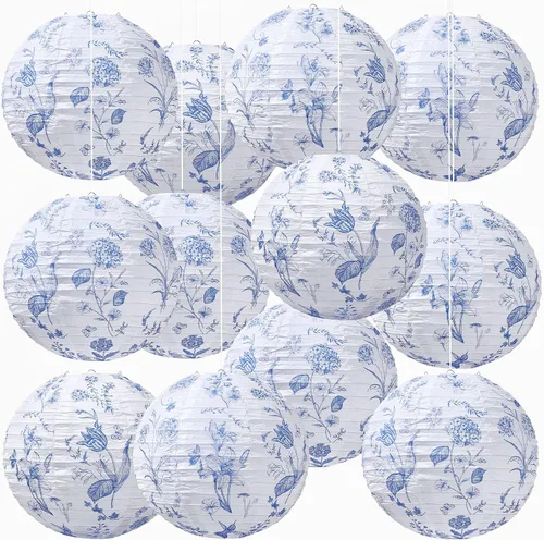 Vista 11 de Honoson 12 linternas de papel de composición para el regreso a clases, decoraciones de fiesta colgantes redondas de 10 pulgadas para aula, oficina
