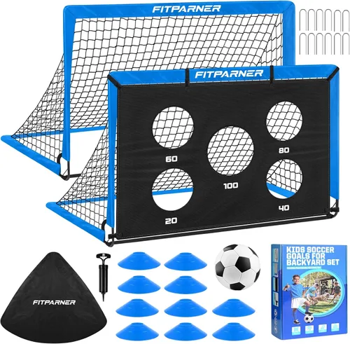 Vista 12 de Portería de fútbol, portería de fútbol para niños en el patio trasero, 2 unidades, redes de fútbol portátiles de 4 x 3/6 x 4 pies con objetivo