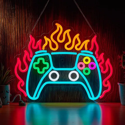 Vista 7 de Letrero de neón para juegos Can't Hear You I'm Gaming Headset Gamer Luz LED brillante alimentada por USB Letrero luminoso de auriculares Letreros