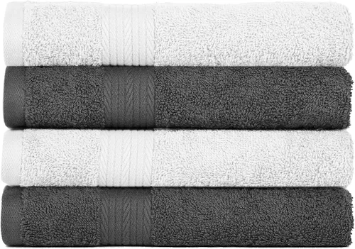 Vista 29 de Ample Decor Juego de 12 toallas de baño de 600 GSM, 100% algodón, 4 toallas de baño, 4 toallas de mano, 4 paños de lavado, absorbentes y suaves