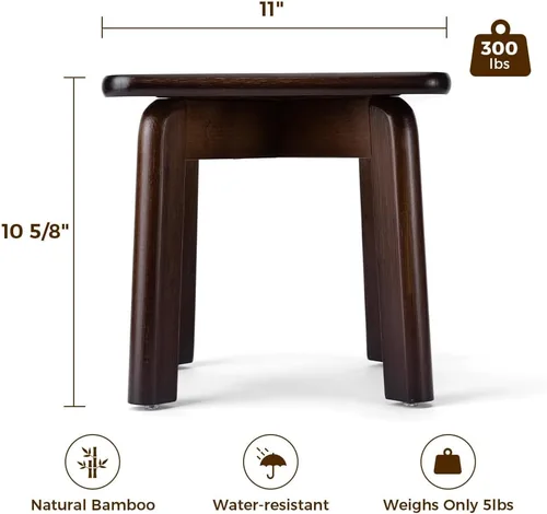 Vista 3 de StrongTek Taburete de Paso de Bambú Resistente con Pies Antideslizantes, Montaje Fácil, Capacidad de 350 LBS, Ideal para Niños y Adultos, Perfecto