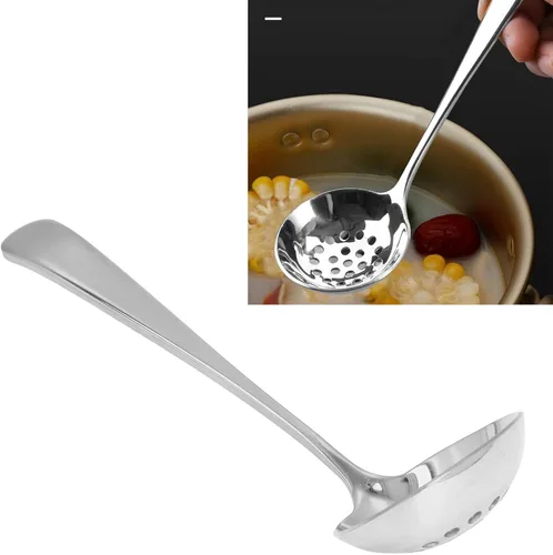 Vista 3 de Cuchara de cuchara de acero inoxidable espesar olla caliente cuchara de sopa herramienta de cocina cucharones de acero inoxidable Cuchara y cuchara