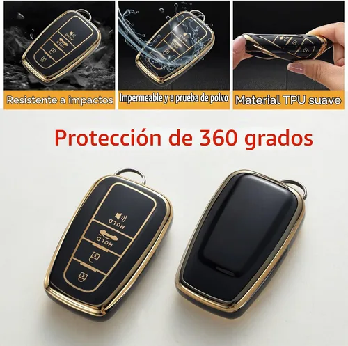 Vista 4 de Gematay Funda para llavero Toyota con cordón, funda protectora para llave de automóvil para Camry Highlander RAV4 C-HR Avalon Prius Corolla GT86