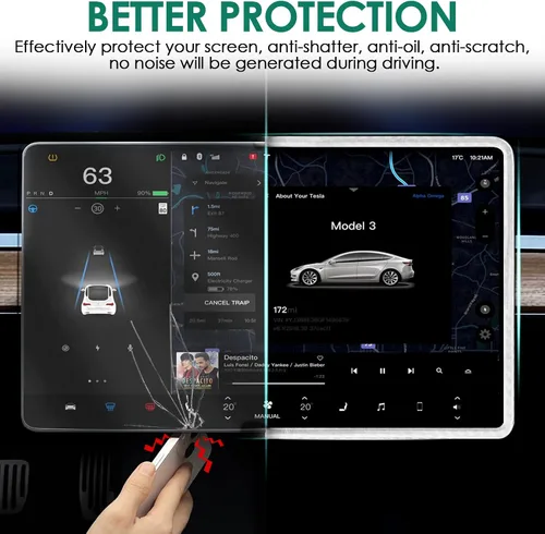 Vista 3 de Marco protector de pantalla compatible con Tesla Model 3 Modelo Y 2024 2023 2022 2021 2020 2019 Cubierta protectora de borde de pantalla