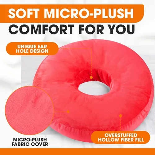Vista 6 de Cheer Collection Almohada de dona para recuperación de piercings de oreja, almohada de lujo de microfibra para dormir de lado, para dormir