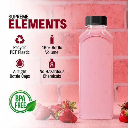 Vista 3 de Takeout Depot - Paquete de 100 botellas de plástico de 16 onzas con tapas - Perfecto para tu agua, jugo o batido - Botellas de plástico PET