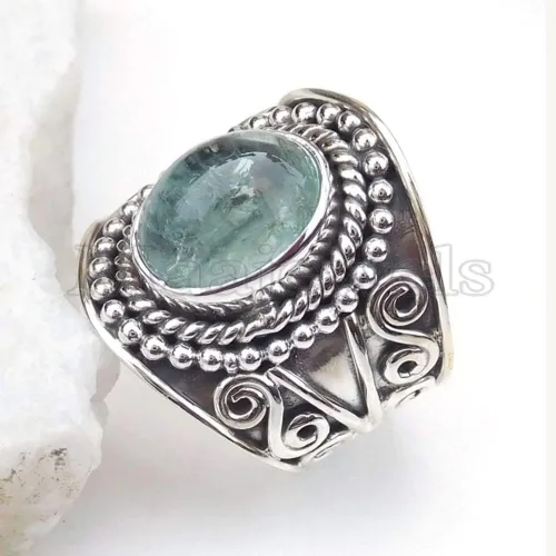 Vista 2 de Anillo de plata de ley 925 aguamarina, piedra natal de aguamarina, joyería hecha a mano, joyería de piedra de aguamarina, regalo para ella, anillo