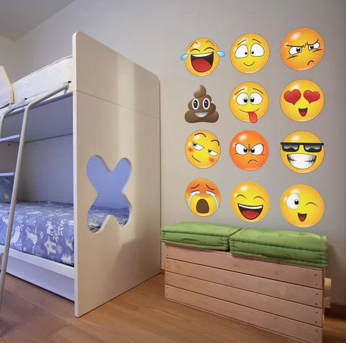 Vista 6 de calcomanías de pared, grandes, de Emoji # 6052