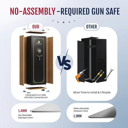 Vista 2 de KAER 15 Caja Fuerte Ensamblada - Caja Fuerte Biométrica de Huella Dactilar para Rifles y Pistolas, Caja Fuerte Grande para Rifles Largos y Escopetas