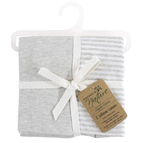 Vista 2 de Touched by Nature Unisex Baby and Toddler Organic Cotton Toddler Pillowcase, Heather Gray, One Size (Pack of 2)