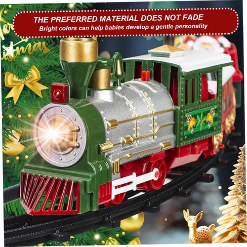 Vista 7 de Juego de tren de árbol de Navidad con luz y sonido colgante de tren de Navidad con locomotora trineo de carro y pistas para niños árbol de regalos .