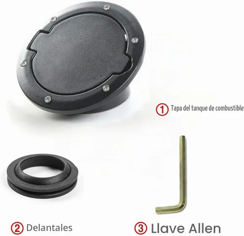 Vista 5 de JeCar Tapa de Combustible de Aluminio Cubierta de Puerta de Llenado para Jeep Wrangler 2007-2018 JK y Unlimited Accesorios (Negro)