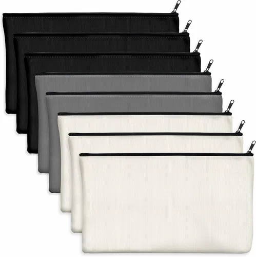 Vista 10 de Paquete de 8 bolsas de lona coloridas con cremallera, bolsas para manualidades DIY, bolsas de lona de viaje para maquillaje, cosméticos, artículos