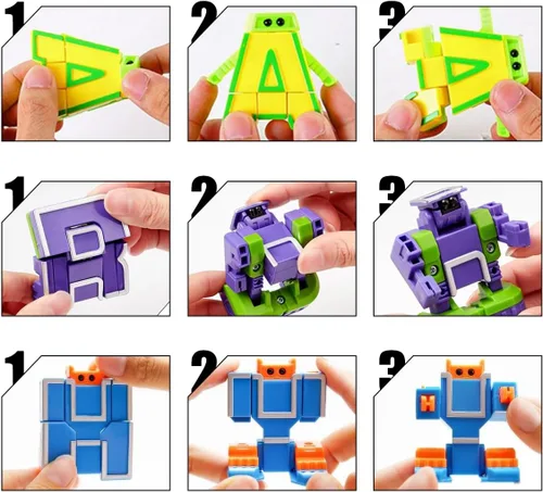 Vista 3 de 26 letras de robot del alfabeto de 2 pulgadas, letras Alpha Bots, alfabetos transformables para aprender para premios de carnaval, recompensas