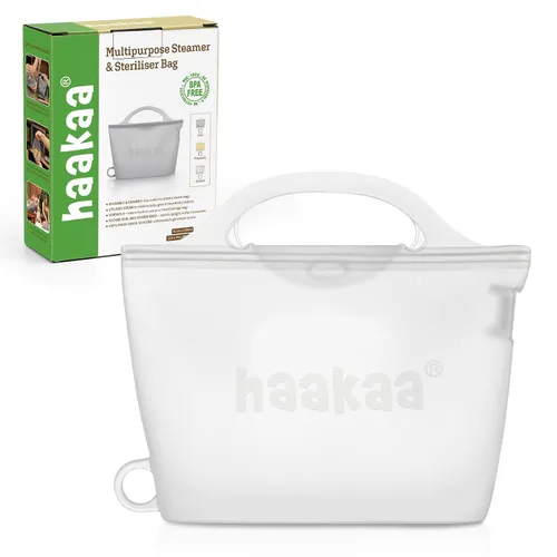 Vista 17 de Bolsa de vaporización y esterilización de microondas de silicona Haakaa para viajes, bolsas de vaporización de silicona reutilizables de 30oz/900ml