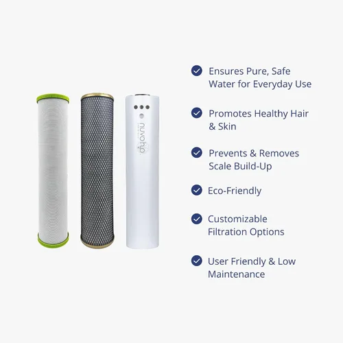 Vista 4 de NuvoH2O Cartucho de repuesto para sistema de trío para todo el hogar, avanzado sistema de filtro de agua de 3 etapas con filtro de cítricos sin sal