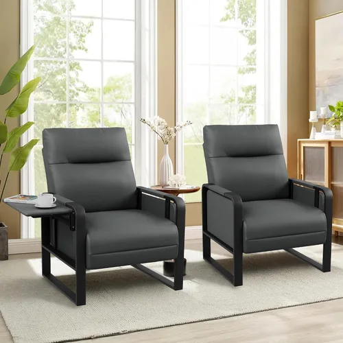 Vista 17 de Silla de Acento Moderna Tapizada en Cuero PU Sillón con Mesa de Bandeja para Dormitorio Sala de Estar Sillas Silla de Oficina Beige