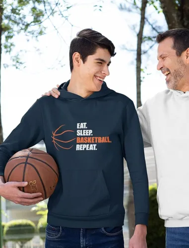 Vista 4 de Sudadera con capucha de baloncesto para comer, dormir, para los fanáticos del jugador, sudadera con capucha para hombre