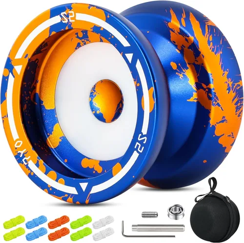 Vista 10 de Yoyo profesional S2 para niños y adultos, Yo Yo Yo de metal sensible Yoyo que no responde, yoyo de doble propósito + rodamiento KK + 10 cuerdas +