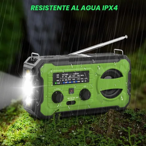 Vista 8 de NITIGO Radio meteorológica de emergencia, radios portátiles Am Fm para Verde-negro