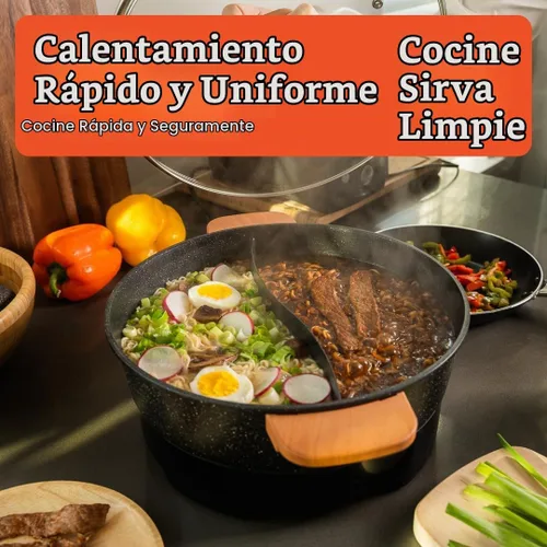 Vista 3 de Olla Caliente Eléctrica - Olla Caliente Eléctrica Portátil - Olla Caliente Eléctrica con Divisor - Olla Caliente China, Olla Caliente Shabu Shabu