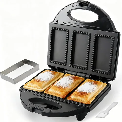 Vista 11 de FineMade Doble Mini Parrilla Eléctrica, Sandwichera para Desayuno, Prensa para Hamburguesas, Parrilla para Panini, Parrilla Eléctrica Pequeña, Ideal