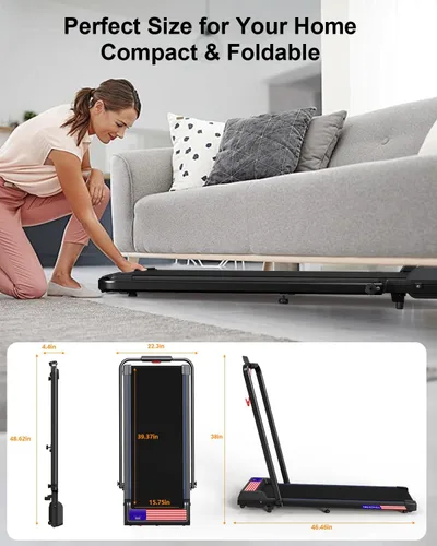 Vista 12 de Treadmill Under Desk Walking Pad,2 in 1 Folding Treadmill for Home/Office with Remote Control and APP,LED Display