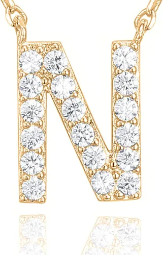 Vista 24 de PAVOI 14K White Gold Plated Cubic Zirconia Initial Necklace Letter Dainty Necklaces for Women