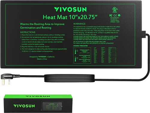 Vista 9 de Alfombrilla de calor Vivosun durable impermeable. Almohadilla de calefacción cálido hidropónico.