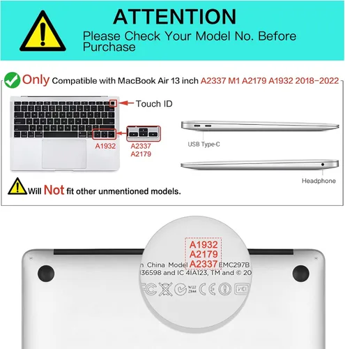 Vista 2 de MOSISO Funda compatible con MacBook Air de 13 pulgadas, versión 2020-2018 A2337 M1 A2179 A1932, funda rígida de peonía de plástico, cubierta