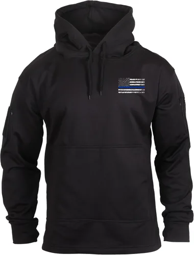 Vista 3 de Rothco Sudadera con capucha de transporte oculta de línea azul delgada, Negro
