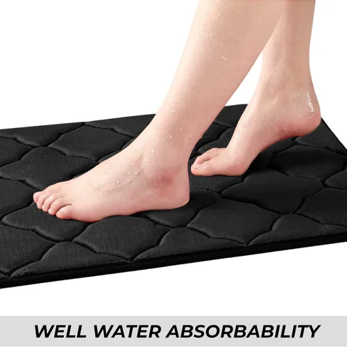 Vista 5 de Juego de 2 alfombras de baño de espuma viscoelástica, extra suaves, absorbentes, de secado rápido, con alfombra de inodoro en forma de U, lavables a