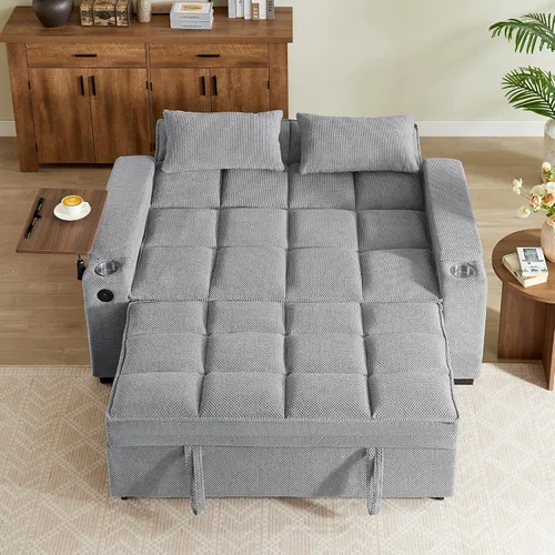 Vista 15 de Eafurn Sofá cama convertible de felpilla capitoné 3 en 1 de 65 pulgadas Café - 65