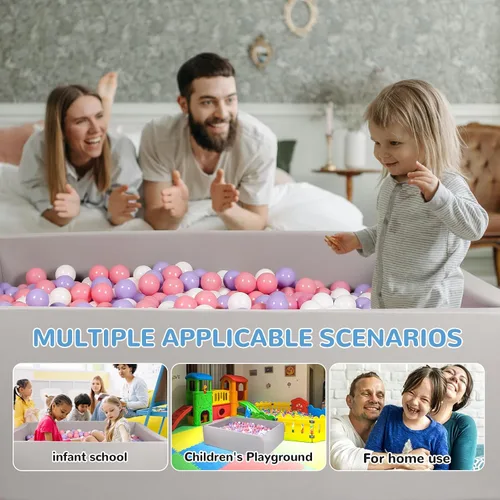 Vista 7 de Piscina de bolas de espuma para niños pequeños, piscina rectangular de 47 pulgadas para niños, piscina de bolas suave tamaño grande, regalo ideal