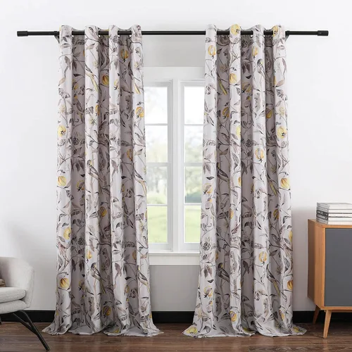 Vista 10 de VOGOL Cortinas opacas tropicales de 63 pulgadas de largo, con patrón vívido de hojas de palmera, cortinas de oscurecimiento de habitación para sala
