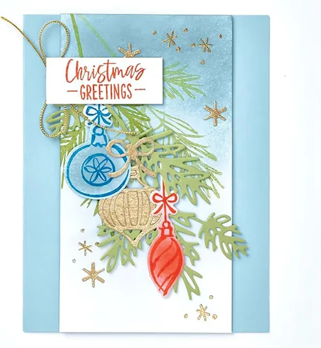 Vista 5 de Juego de sellos y troqueles de felicitación de Navidad para hacer tarjetas, sellos transparentes y troqueles de corte de metal para álbumes
