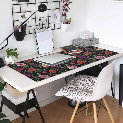 Vista 5 de ALAZA Retro Rose Flowers Leaves Large Gaming Mouse Pad Big Mousepad Mice Keyboard Mat with Non-Slip Rubber Base for Computer Laptop Home & Office