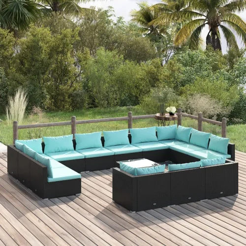 Vista 83 de Sofá de 3 plazas con cojines de ratán de poliéster marrón, juego de muebles de patio al aire libre con 3 sofás centrales para patio trasero, jardín