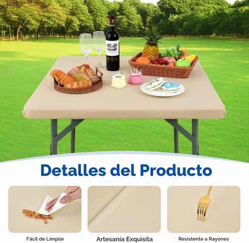 Vista 4 de Fundas para mesa de tarjetas cuadradas de 34 x 34 pulgadas, resistentes al viento, lavables Beige