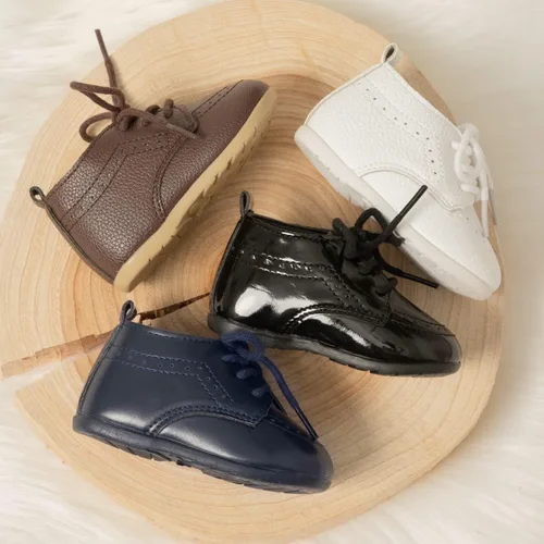 Vista 2 de ohsofy Zapatos Oxford de piel sintética, mocasines de goma y suela suave, zapatos de vestir de boda, zapatos de bebé para caminar