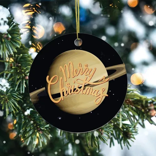 Vista 2 de Two-Side Printed Solar System Planets Ceramic Christmas Ornament, Novelty for Family Friends Kids, Space Enthusiast Christmas Keepsake Pendants