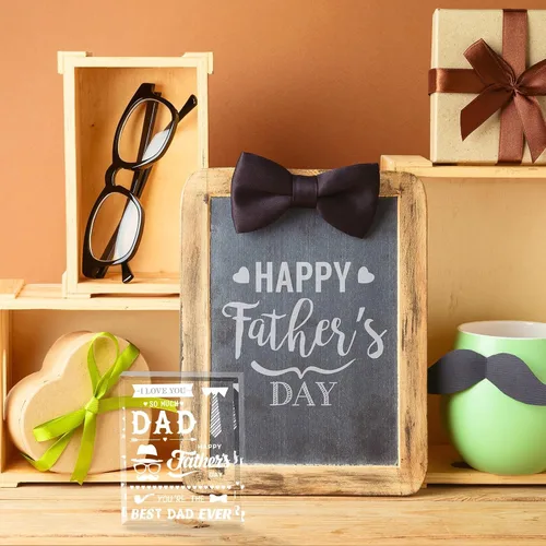 Vista 4 de gisgfim Regalos para papá para el Día del Padre, regalos de cristal acrílico significativo, recuerdo de papá, pisapapeles acrílico, regalo