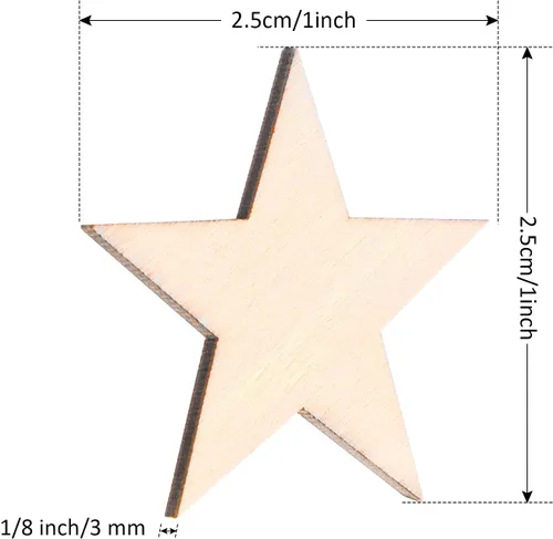 Vista 5 de Gejoy 500 piezas de estrellas de madera sin terminar recortes de madera, 1