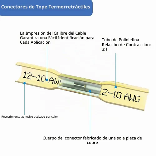 Vista 3 de Conectores a tope termorretráctiles, 12-10 AWG, 50 unidades, amarillos, impermeables, terminales de crimpado, conectores de cable eléctrico, empalme