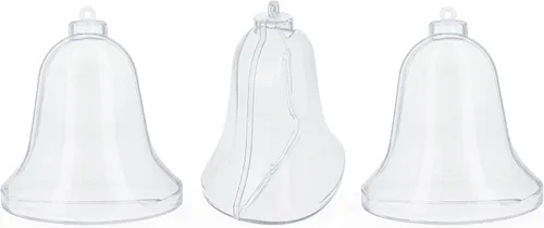 Vista 7 de Juego de 3 adornos de campana de plástico transparente de 3.7 pulgadas (3.701 in)