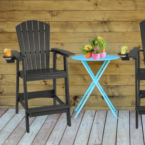 Vista 8 de FUNBERRY Silla alta Adirondack, sillas altas para balcón para todo tipo de clima, con soporte para tazas