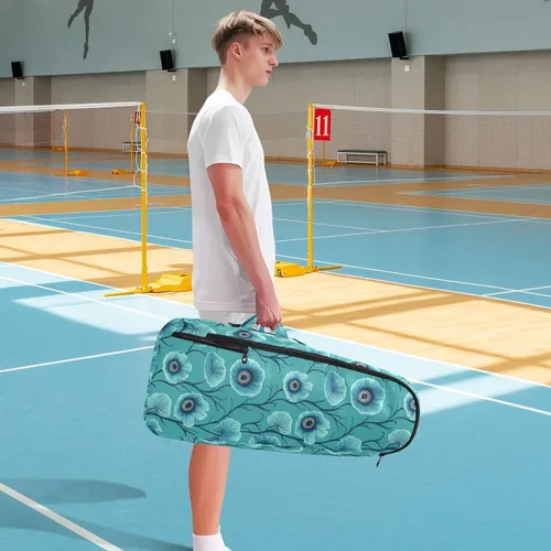 Vista 8 de Bolsa deportiva de tenis para mujer, bonita y resistente con diseño de dibujos animados, diseño de anémona, color verde azulado, para tenis